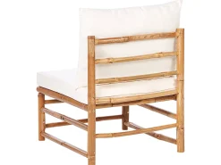 Beliani Set di divani angolari da giardino 4 posti CERRETO Lato Sinistro Bambù Bianco sporco Bianco Marrone