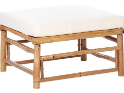 Beliani Set di divani angolari da giardino 4 posti CERRETO Lato Sinistro Bambù Bianco sporco Bianco Marrone