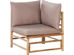 Hot Beliani Set di divani angolari da giardino 5 posti CERRETO Lato Sinistro Bambù Tortora Beige Marrone Grigio