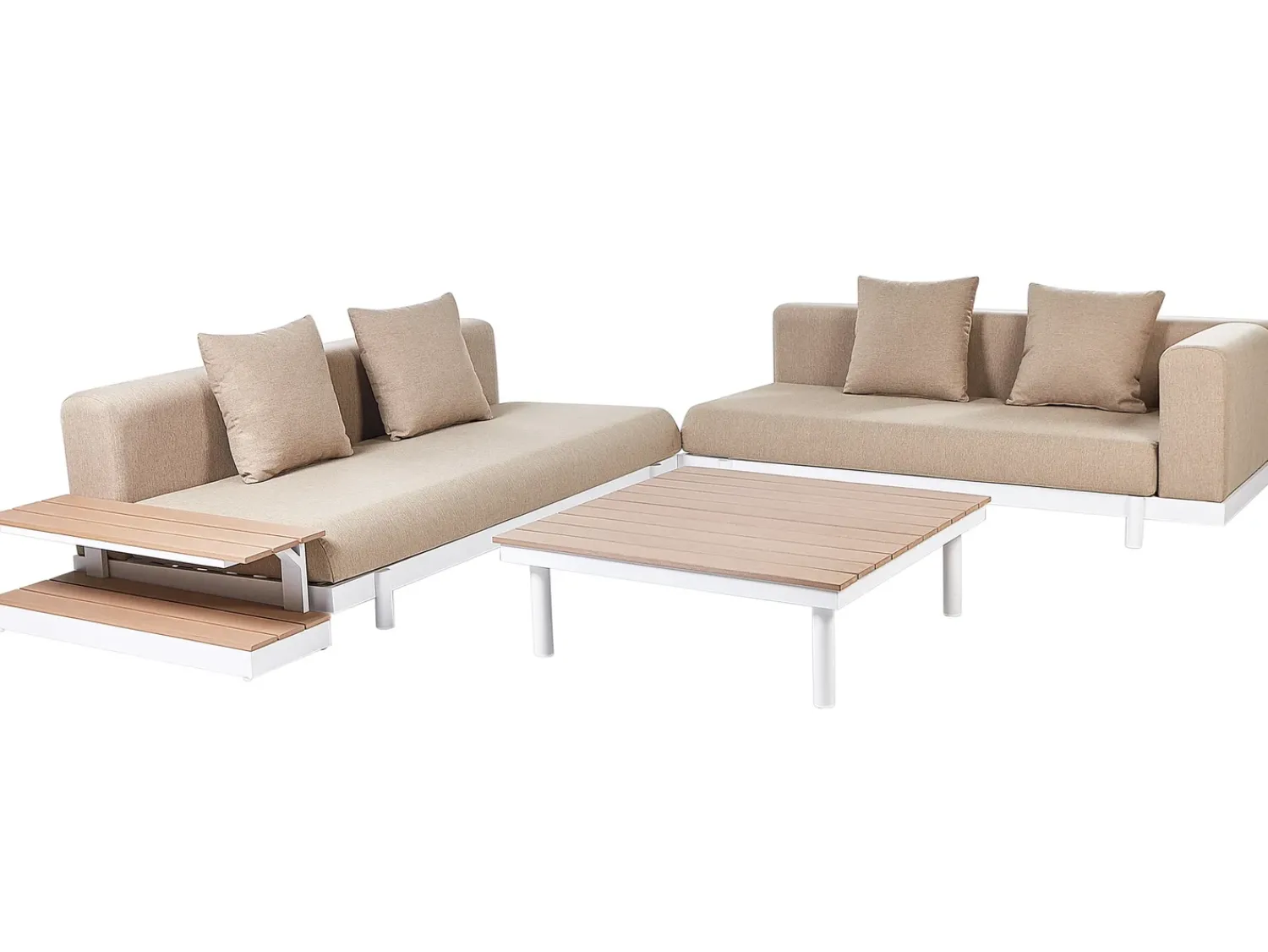 Sale Beliani Set di divani angolari da giardino 5 posti MISSANELLO Beige Beige Bianco