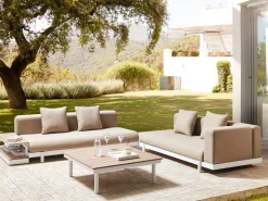 Sale Beliani Set di divani angolari da giardino 5 posti MISSANELLO Beige Beige Bianco