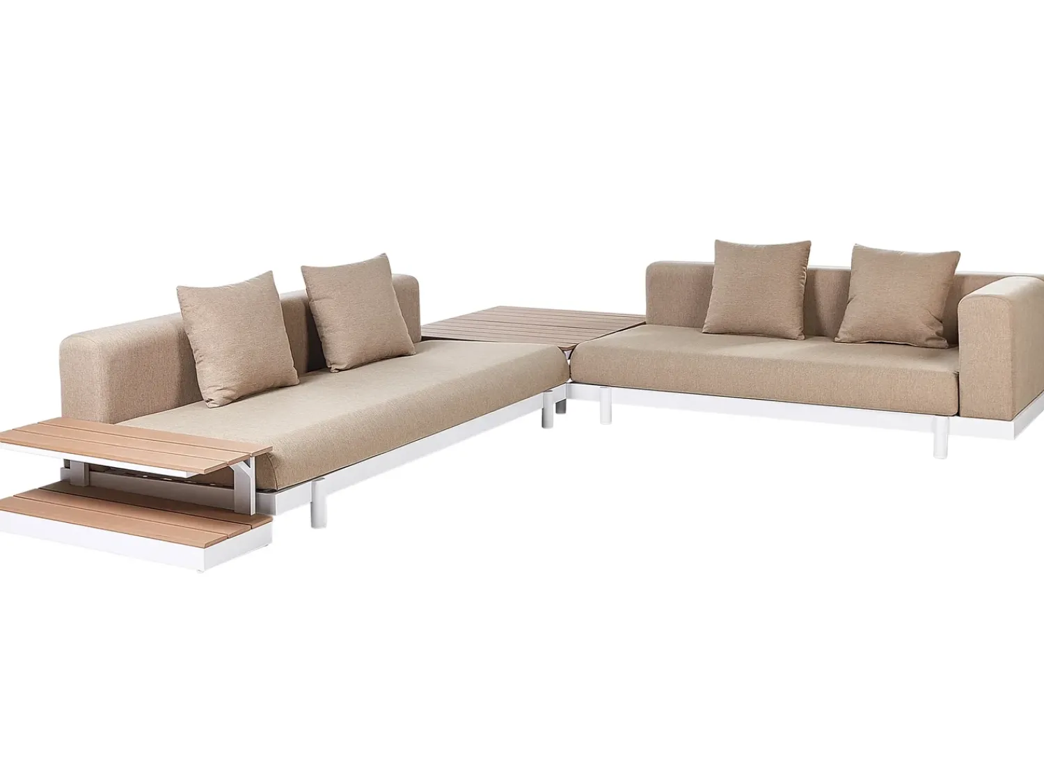 Sale Beliani Set di divani angolari da giardino 5 posti MISSANELLO Beige Beige Bianco