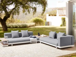 Beliani Set di divani angolari da giardino 5 posti MISSANELLO Grigio Bianco Grigio