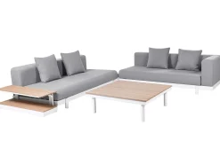 Beliani Set di divani angolari da giardino 5 posti MISSANELLO Grigio Bianco Grigio