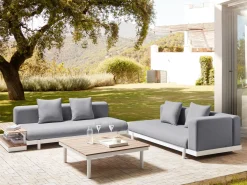 Beliani Set di divani angolari da giardino 5 posti MISSANELLO Grigio Bianco Grigio