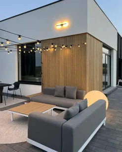 Beliani Set di divani angolari da giardino 5 posti MISSANELLO Grigio Bianco Grigio