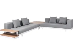 Beliani Set di divani angolari da giardino 5 posti MISSANELLO Grigio Bianco Grigio