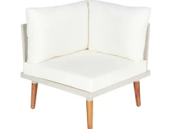 Outlet Beliani Set di divani angolari da giardino 5 posti CORATO Legno d'acacia sporco Bianco
