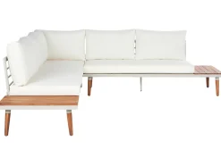 Outlet Beliani Set di divani angolari da giardino 5 posti CORATO Legno d'acacia sporco Bianco