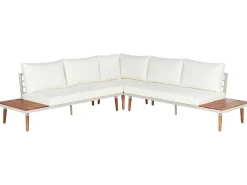 Outlet Beliani Set di divani angolari da giardino 5 posti CORATO Legno d'acacia sporco Bianco