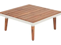 Outlet Beliani Set di divani angolari da giardino 5 posti CORATO Legno d'acacia sporco Bianco