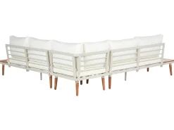 Outlet Beliani Set di divani angolari da giardino 5 posti CORATO Legno d'acacia sporco Bianco