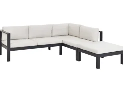 Online Beliani Set di divani angolari da giardino 5 posti MESSINA Lato Sinistro Metallo Bianco sporco Bianco Grigio Nero