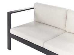 Online Beliani Set di divani angolari da giardino 5 posti MESSINA Lato Sinistro Metallo Bianco sporco Bianco Grigio Nero