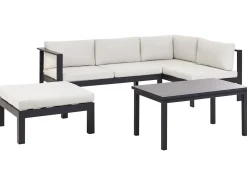 Online Beliani Set di divani angolari da giardino 5 posti MESSINA Lato Sinistro Metallo Bianco sporco Bianco Grigio Nero