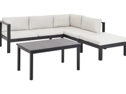 Online Beliani Set di divani angolari da giardino 5 posti MESSINA Lato Sinistro Metallo Bianco sporco Bianco Grigio Nero