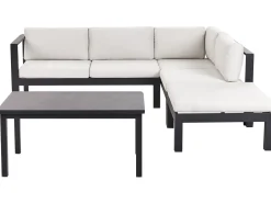 Online Beliani Set di divani angolari da giardino 5 posti MESSINA Lato Sinistro Metallo Bianco sporco Bianco Grigio Nero