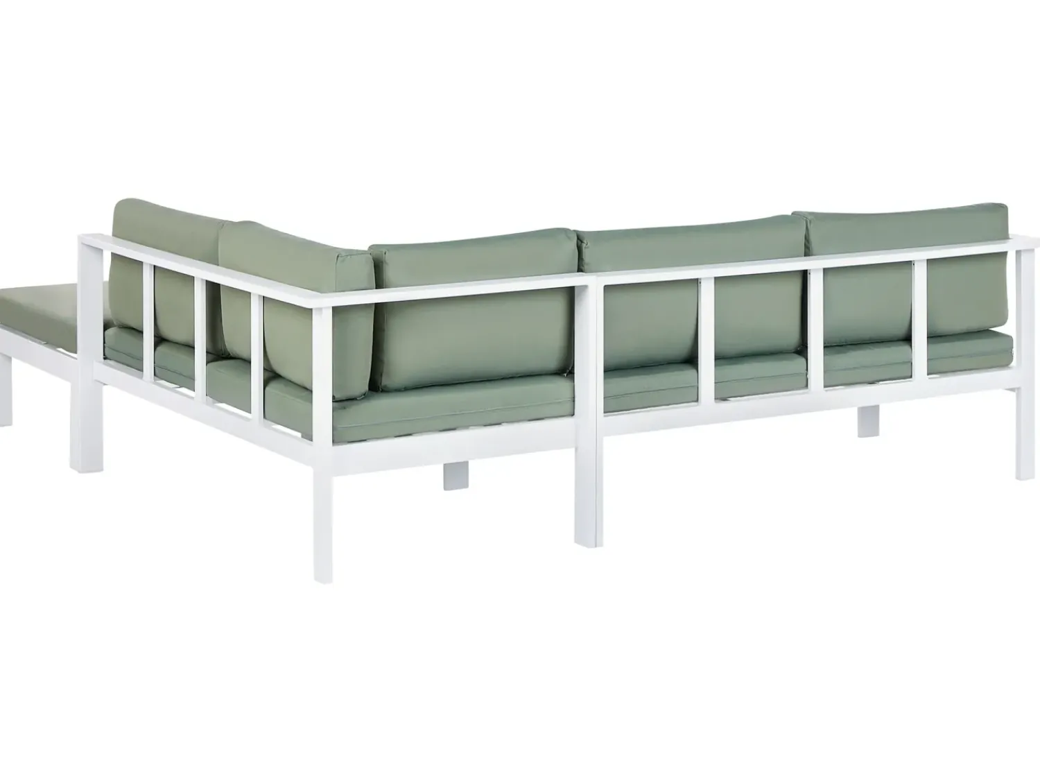 Sale Beliani Set di divani angolari da giardino 5 posti MESSINA Lato Sinistro Metallo Verde Bianco Grigio Verde