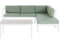 Sale Beliani Set di divani angolari da giardino 5 posti MESSINA Lato Sinistro Metallo Verde Bianco Grigio Verde