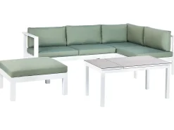 Sale Beliani Set di divani angolari da giardino 5 posti MESSINA Lato Sinistro Metallo Verde Bianco Grigio Verde