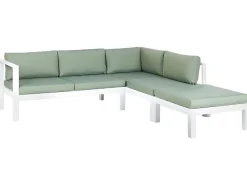 Sale Beliani Set di divani angolari da giardino 5 posti MESSINA Lato Sinistro Metallo Verde Bianco Grigio Verde