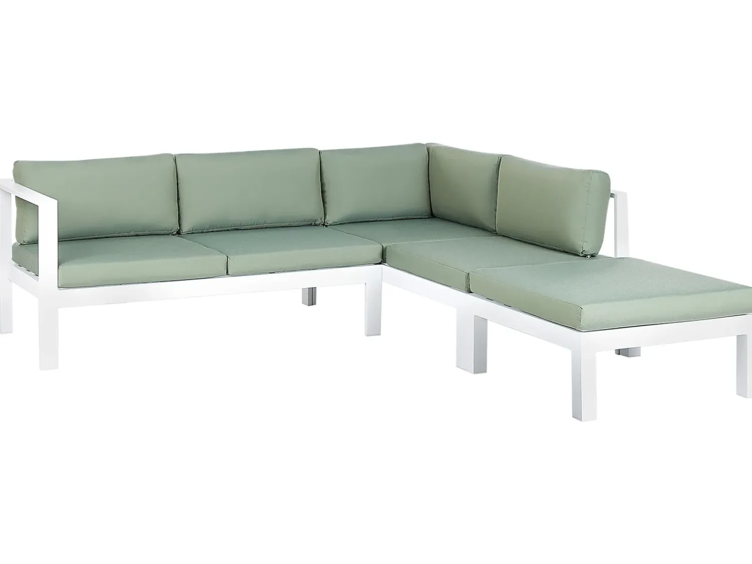 Sale Beliani Set di divani angolari da giardino 5 posti MESSINA Lato Sinistro Metallo Verde Bianco Grigio Verde