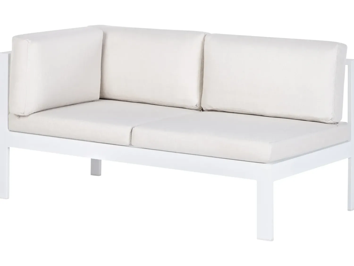 Outlet Beliani Set di divani angolari da giardino 5 posti MESSINA Lato Sinistro Metallo Bianco sporco Bianco Grigio