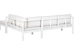 Outlet Beliani Set di divani angolari da giardino 5 posti MESSINA Lato Sinistro Metallo Bianco sporco Bianco Grigio
