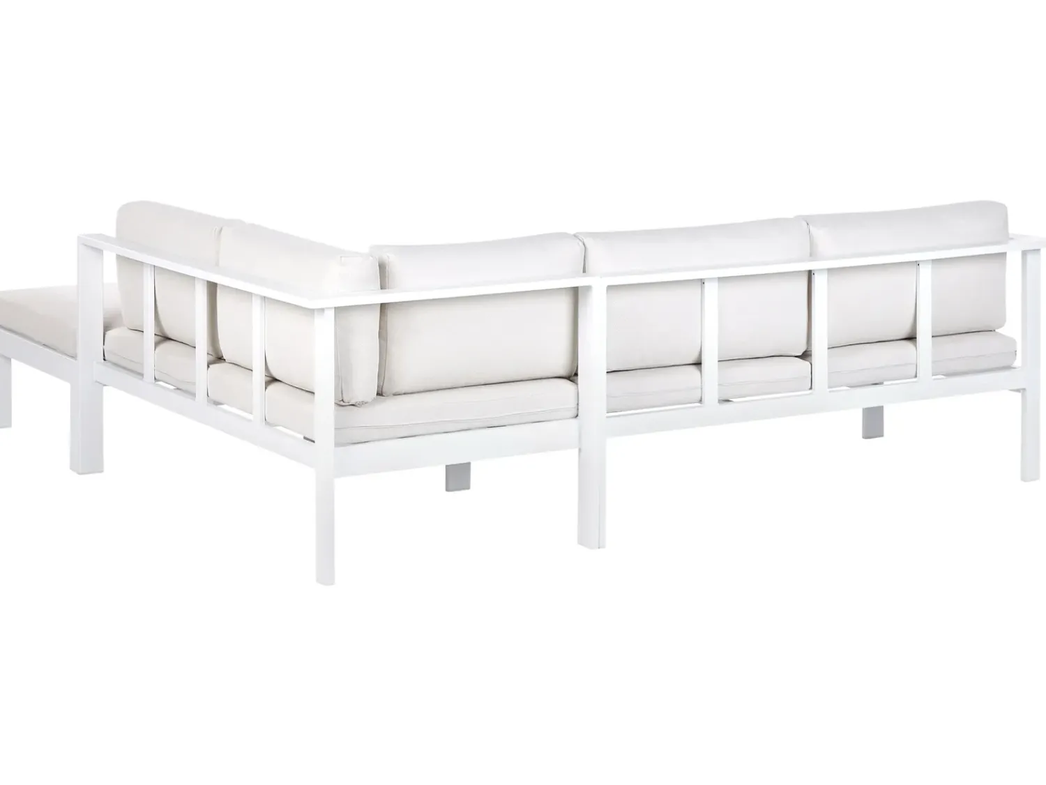 Outlet Beliani Set di divani angolari da giardino 5 posti MESSINA Lato Sinistro Metallo Bianco sporco Bianco Grigio