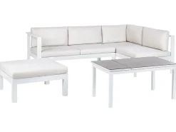 Outlet Beliani Set di divani angolari da giardino 5 posti MESSINA Lato Sinistro Metallo Bianco sporco Bianco Grigio