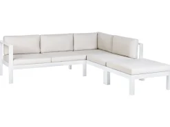 Outlet Beliani Set di divani angolari da giardino 5 posti MESSINA Lato Sinistro Metallo Bianco sporco Bianco Grigio