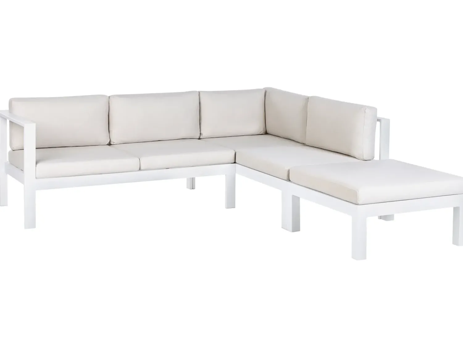 Outlet Beliani Set di divani angolari da giardino 5 posti MESSINA Lato Sinistro Metallo Bianco sporco Bianco Grigio