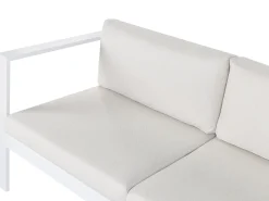 Outlet Beliani Set di divani angolari da giardino 5 posti MESSINA Lato Sinistro Metallo Bianco sporco Bianco Grigio