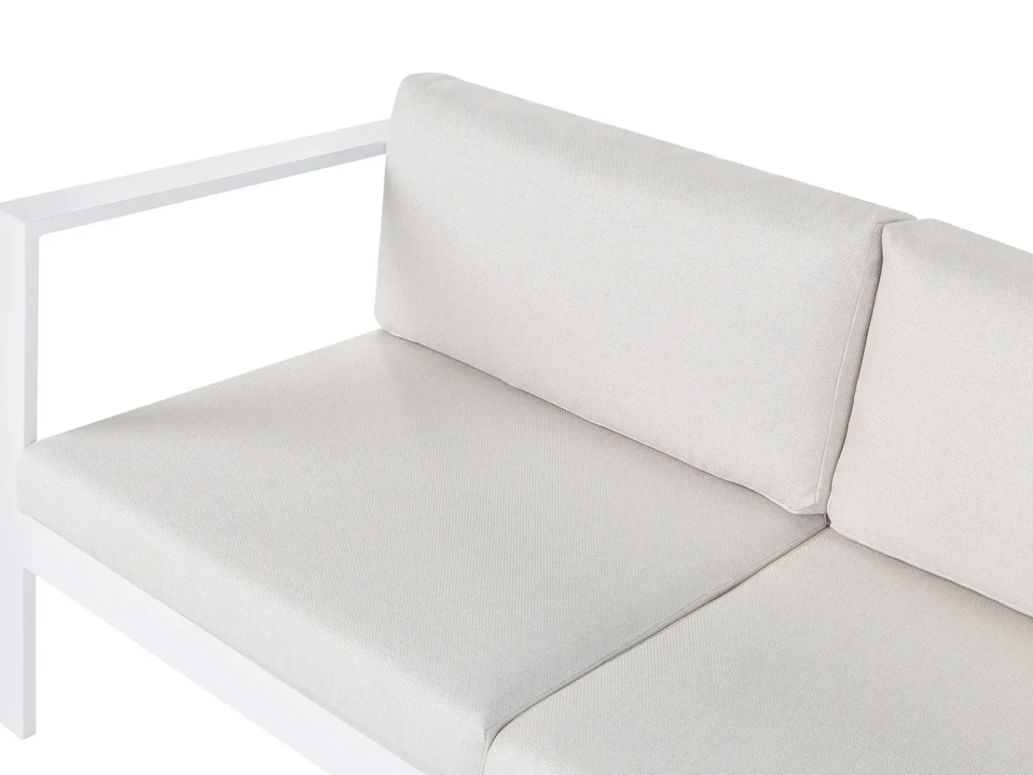 Outlet Beliani Set di divani angolari da giardino 5 posti MESSINA Lato Sinistro Metallo Bianco sporco Bianco Grigio