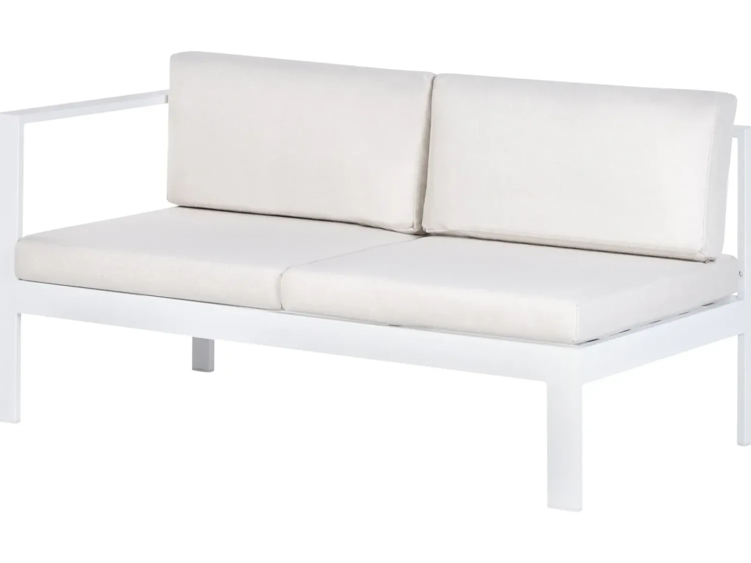 Outlet Beliani Set di divani angolari da giardino 5 posti MESSINA Lato Sinistro Metallo Bianco sporco Bianco Grigio