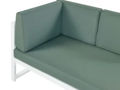 Outlet Beliani Set di divani angolari da giardino 6 posti CASTELLA/FRATTE Lato Sinistro Metallo Verde Bianco Grigio Verde