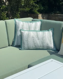 Outlet Beliani Set di divani angolari da giardino 6 posti CASTELLA/FRATTE Lato Sinistro Metallo Verde Bianco Grigio Verde