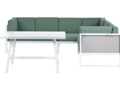 Outlet Beliani Set di divani angolari da giardino 6 posti CASTELLA/FRATTE Lato Sinistro Metallo Verde Bianco Grigio Verde