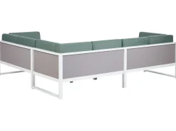 Outlet Beliani Set di divani angolari da giardino 6 posti CASTELLA/FRATTE Lato Sinistro Metallo Verde Bianco Grigio Verde