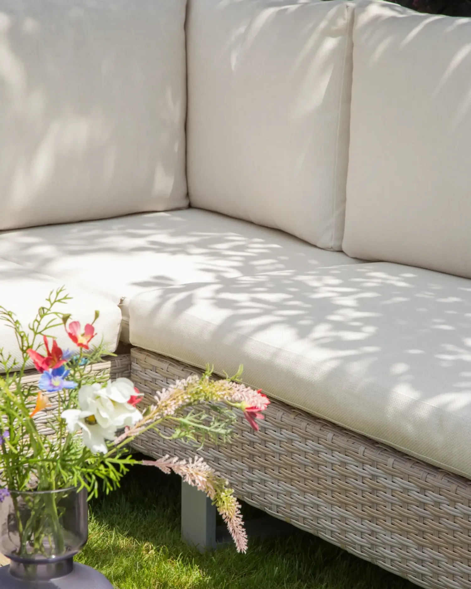 Online Beliani Set di divani angolari da giardino 5 posti LANCIANO Lato destro Rattan sintetico (PE) Bianco sporco Bianco Beige