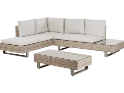 Online Beliani Set di divani angolari da giardino 5 posti LANCIANO Lato destro Rattan sintetico (PE) Bianco sporco Bianco Beige