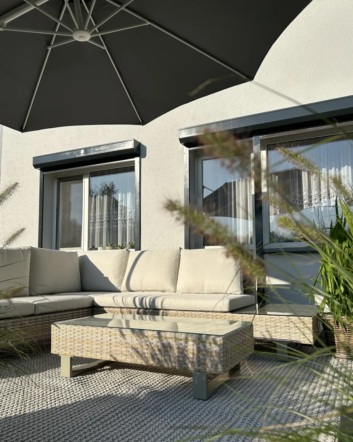 Online Beliani Set di divani angolari da giardino 5 posti LANCIANO Lato destro Rattan sintetico (PE) Bianco sporco Bianco Beige