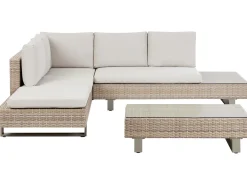 Online Beliani Set di divani angolari da giardino 5 posti LANCIANO Lato destro Rattan sintetico (PE) Bianco sporco Bianco Beige