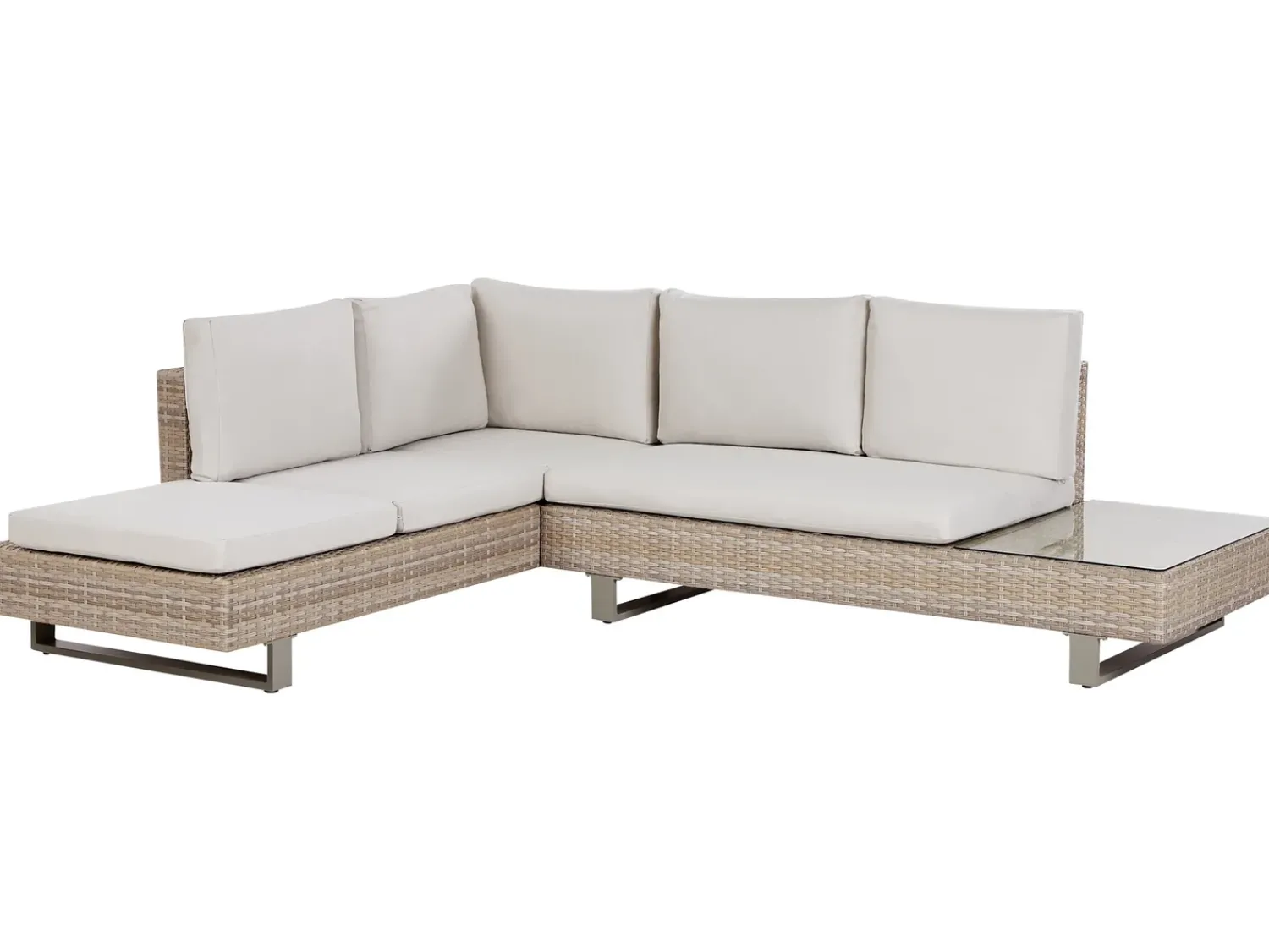 Online Beliani Set di divani angolari da giardino 5 posti LANCIANO Lato destro Rattan sintetico (PE) Bianco sporco Bianco Beige