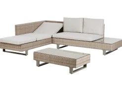 Online Beliani Set di divani angolari da giardino 5 posti LANCIANO Lato destro Rattan sintetico (PE) Bianco sporco Bianco Beige
