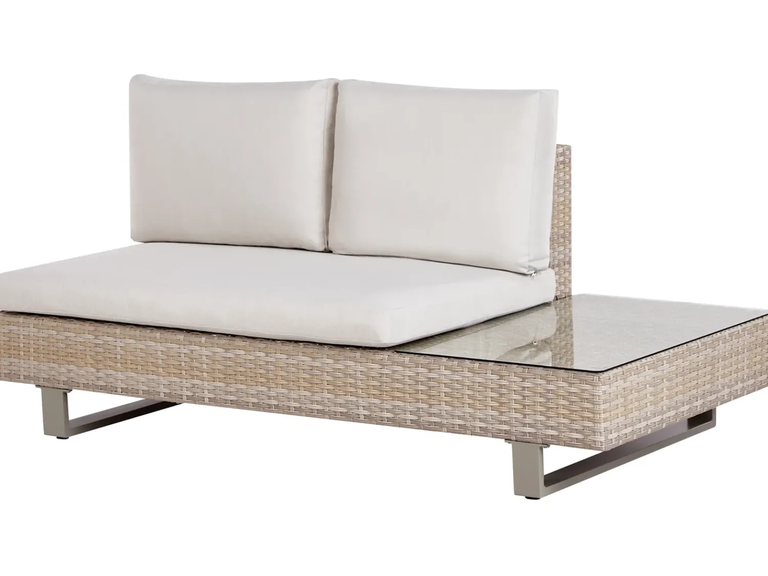 Online Beliani Set di divani angolari da giardino 5 posti LANCIANO Lato destro Rattan sintetico (PE) Bianco sporco Bianco Beige