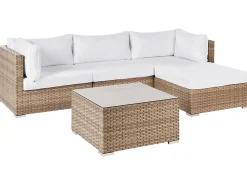 Discount Beliani Set di divani angolari da giardino 4 posti SANO Modulare Rattan sintetico (PE) Naturale Bianco Naturale