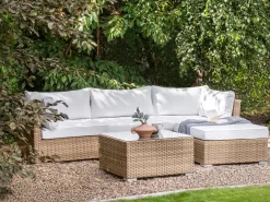 Discount Beliani Set di divani angolari da giardino 4 posti SANO Modulare Rattan sintetico (PE) Naturale Bianco Naturale