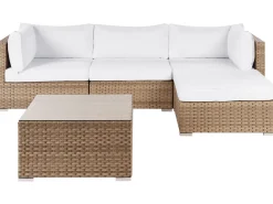 Discount Beliani Set di divani angolari da giardino 4 posti SANO Modulare Rattan sintetico (PE) Naturale Bianco Naturale