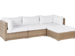 Discount Beliani Set di divani angolari da giardino 4 posti SANO Modulare Rattan sintetico (PE) Naturale Bianco Naturale